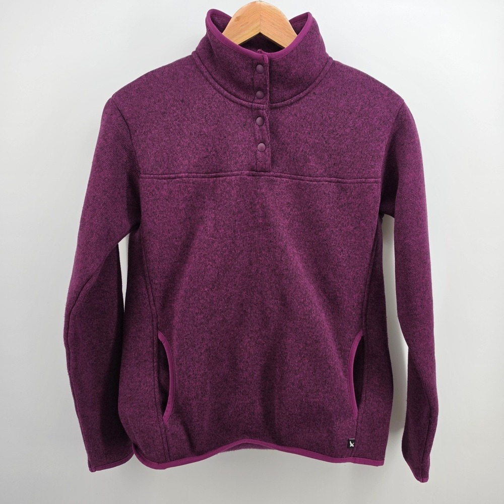 Eddie Bauer Womens Purple Snap Neck Pullover Fleece Sweater Jacket Small - Picture 1 of 9